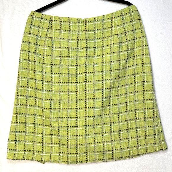 VTG Requirements 14 Green Plaid Tweed Miniskirt Y2K Mod Preppy Office Clueless - Picture 4 of 8